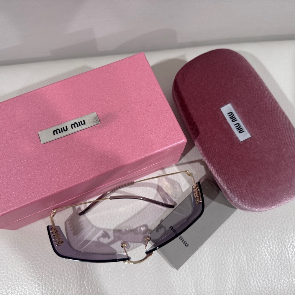 Miu Miu Woman’s Sunglasses MU 54YS Gold Light Purple Brown 5AK0/6I - Picture 11 of 11